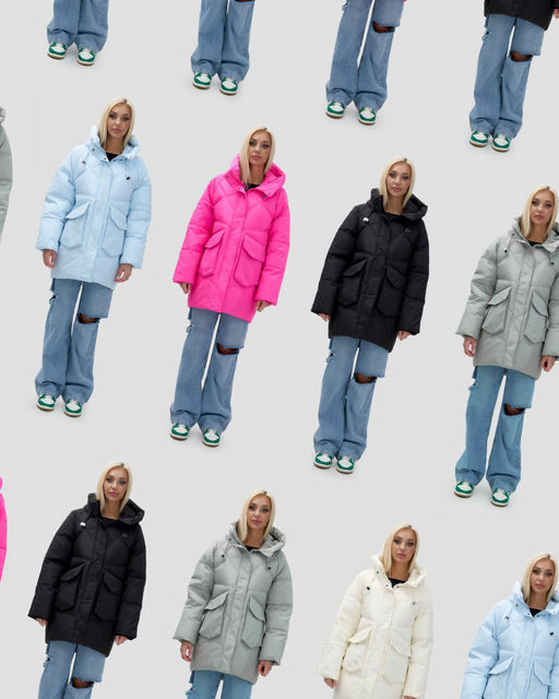 Куртка летучая мышь женская с капюшоном зимняя бежевого цвета 9617B - Mtforce фото 18