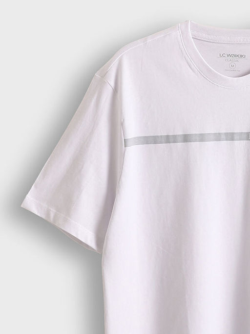 Bisiklet Yaka Bask?l? Erkek Ti??rt