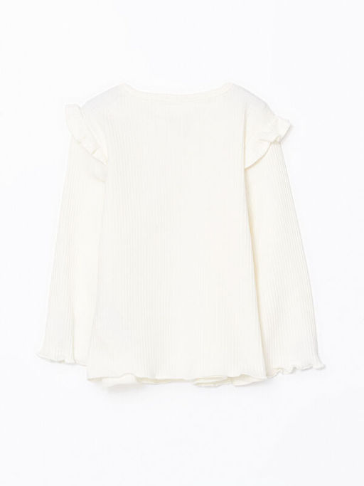 Bask?l? K?z Bebek Uzun Kollu Ti??rt