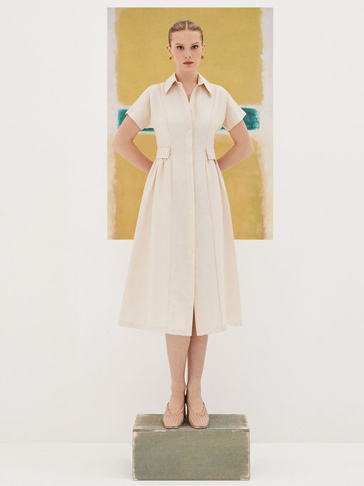 Льняное платье приталенного силуэта 422.050102/Красный - Seven senses фото 7