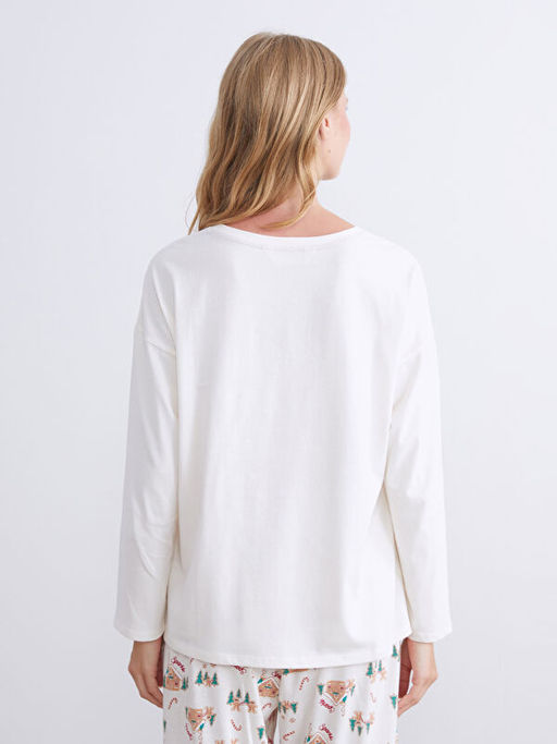 Bisiklet Yaka Y?lba?? Temal? Kad?n Pijama ?st?