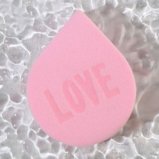 Спонж-капля плоская LOVE, увеличивается при намокании, розовый, Beauty Fox