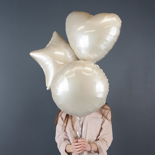 Цена за 5 шт. Шар фольгированный 18" Круг "Кремовый сатин"