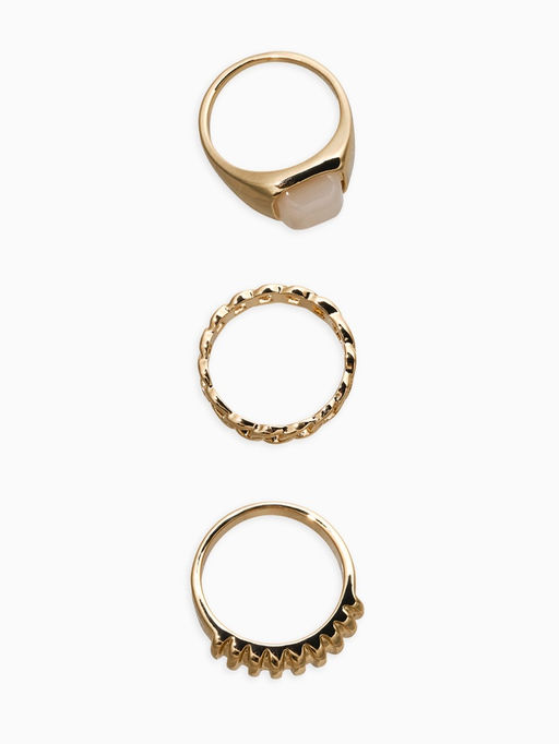 Набор колец 3 шт "Новый стиль" цепь, размер МИКС, цвет белый в золоте