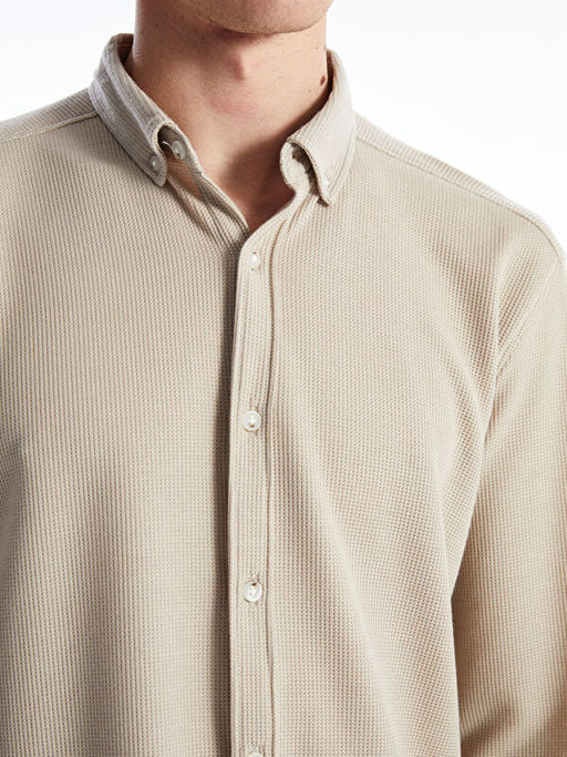 Slim Fit Uzun Kollu Erkek Dokulu G?mlek