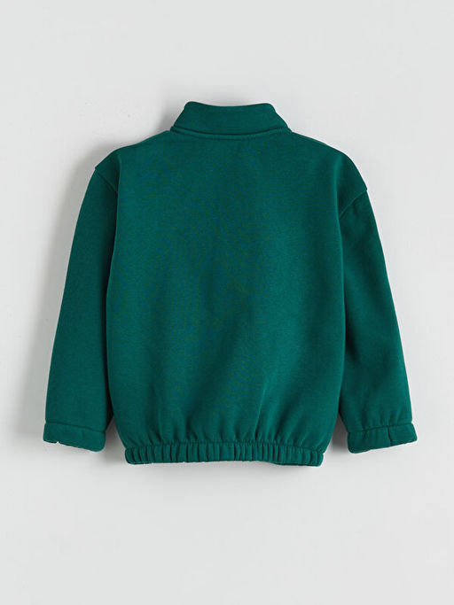 Dik Yaka Erkek ?ocuk Kal?n Fermuarl? Sweatshirt