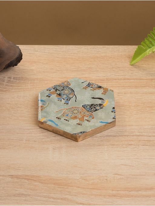 Подставка под горячее «Мудрый слон», набор 4 шт., 15×13×5 см, дерево манго