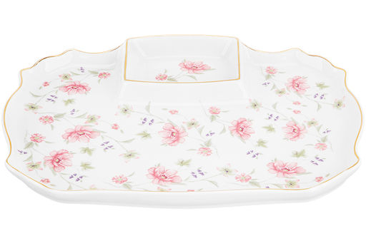 Блюдо д/шашлыка 28*20,5*2,5 см "Диана" с соусницей, фарфор, NEW BONE CHINA