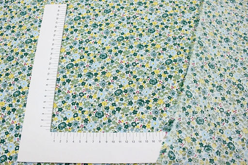 Импорт. хлопок Мелкая акварель (желтые, зеленые цветы), ВИД2, ш.1.5м, хлопок-100%, 100гр/м.кв - Купава фото 4