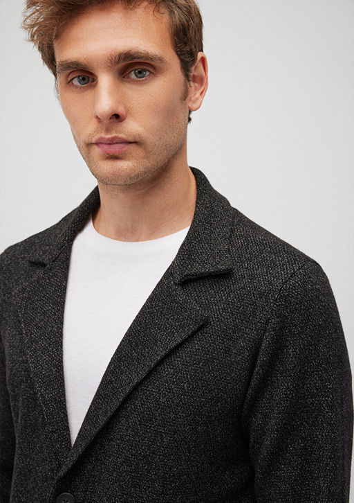 Siyah Triko Blazer Ceket - Mavi фото 5