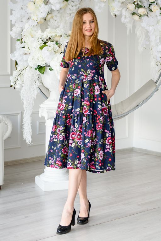 Платье женское из кулирки Зарема малиновый - Амадэль фото 9