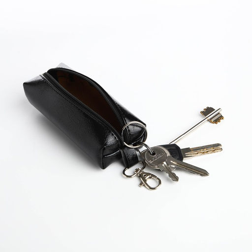 Ключница карманная, на молнии, с карабином, размер 12×5×3 см, чёрная