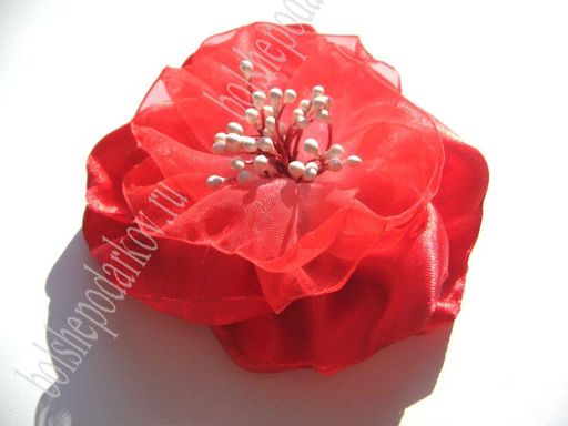 Лента органза 2,5 см*50 ярд (SF-1353) красный №1026 - No name фото 2