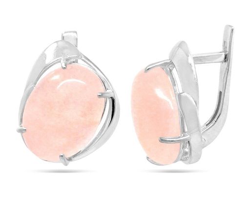 Серьги из серебра розовый кварц, СП90