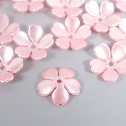 Цена за 2 шт. Бусины для творчества пластик «Цветочек жемчужный» набор 40 шт. розовый 1.5×1.5 см