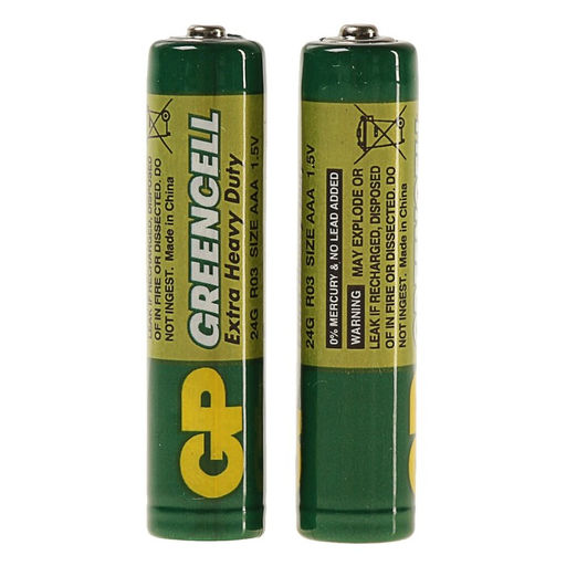 Цена за 2 шт. Батарейка солевая GP Greencell Extra Heavy Duty, AAA, R03-2BL, 1.5 В, блистер, 2 шт.