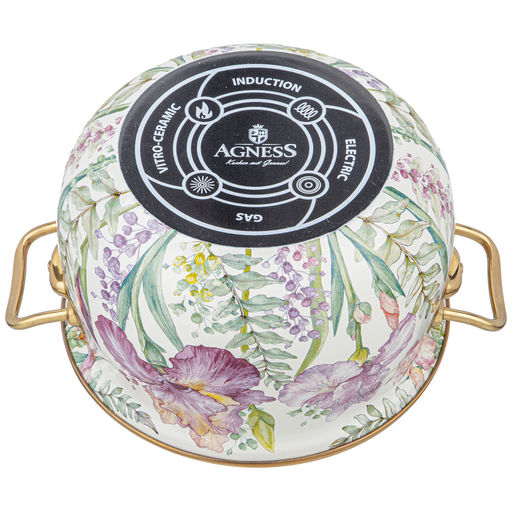 КАСТРЮЛЯ ЭМАЛИРОВАННАЯ AGNESS С КРЫШКОЙ, СЕРИЯ IRISES 2,8Л, ДИА.18СМ ПОДХОДИТ ДЛЯ ИНДУК.ПЛ фото 4