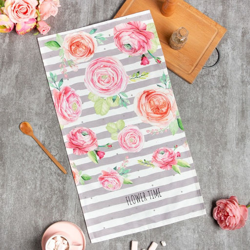 Полотенце Этель Пионы 40х73 см, 100% хл, саржа 190 гр/м2