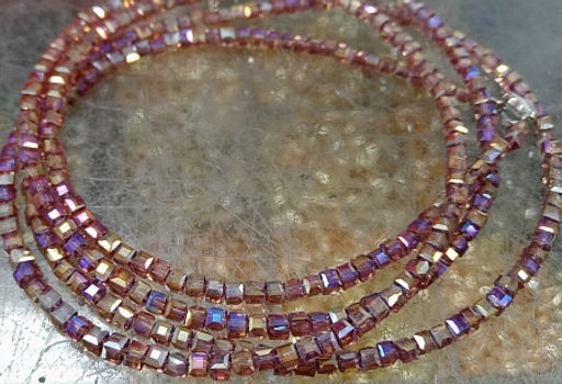 Бусы чокер Кубик хрусталь Лиловые 3мм-38см алмазная огранка