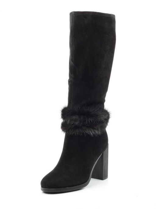 02-1686-1461MB-1 BLACK Сапоги женские (натуральная замша, натуральный мех (еврозима)) - Фабричный китай фото 6