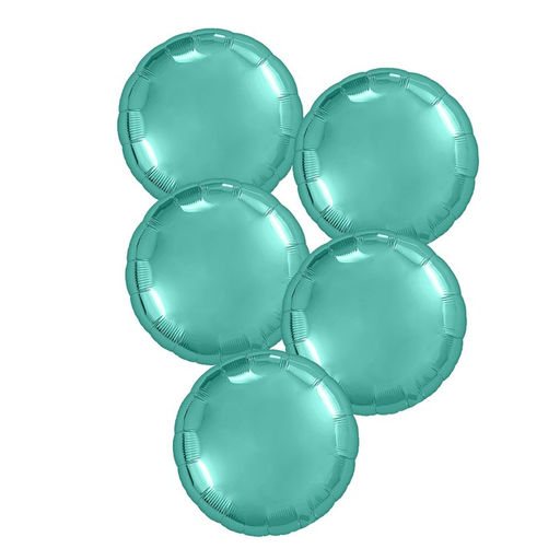 Шар воздушный фольгированный 18", круг, набор 5 шт., бискайский зелёный