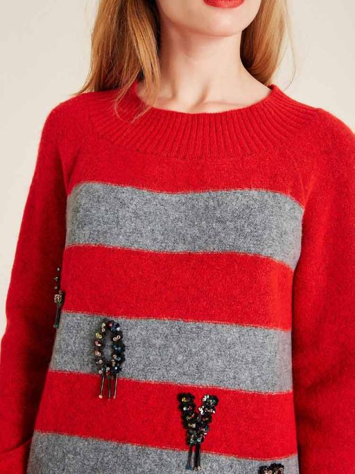 Пуловер, красно-серый - Linea tesini фото 5