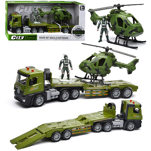 Машина "Автовоз" с военным вертолётом, в коробке