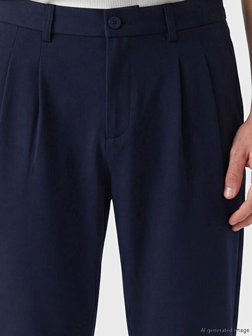 Standart Kal?p Erkek Pileli Kuma? Pantolon