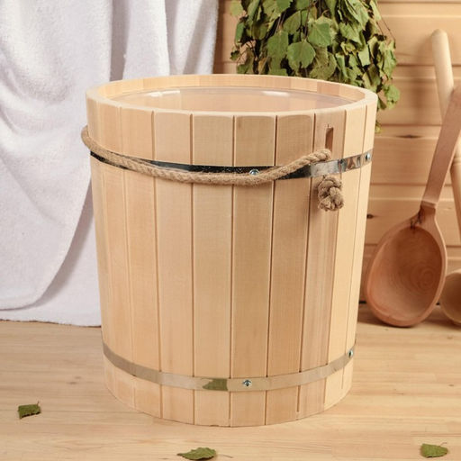 Ведро - запарник для бани и сауны, 18 л, липа, пластиковая вставка, ручка - верёвка, «Добропаровъ»