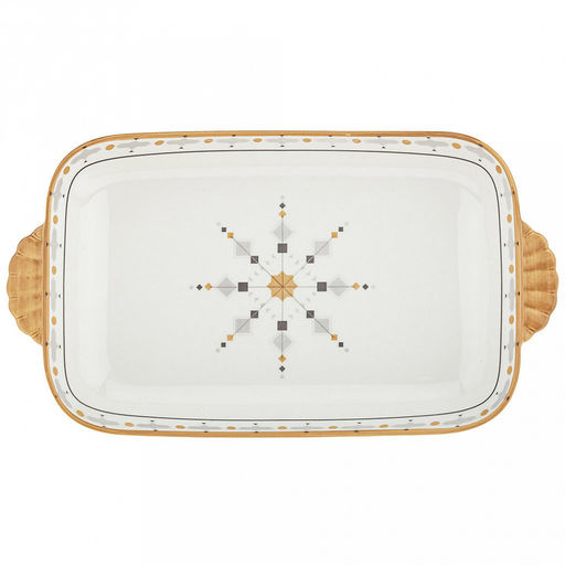 "Алдан" Блюдо фарфоровое 320х176х40мм, с ручками, с деколью, отводка (Китай)