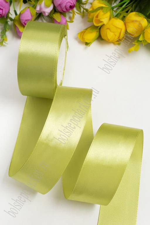 Лента атласная 4 см*25 ярд (SF-1356) светло-фисташковый №099