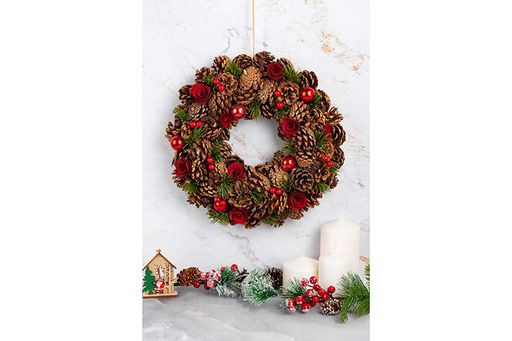 Новогоднее украшение венок 34*34*8 см Санта круг