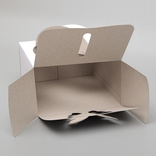 Цена за 5 шт. Коробка под торт без печати «Бабочка» 1 кг, белая, с ручками, 21×21×12 см