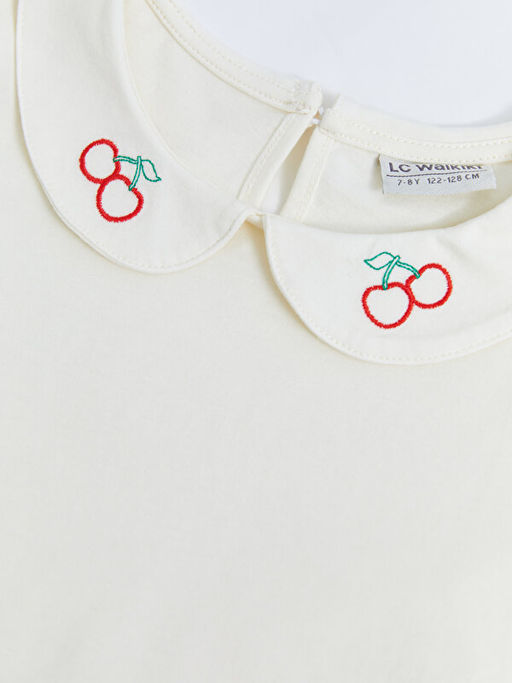 Bask?l? Pamuklu K?z ?ocuk Bluz ve Salopet Elbise - Waikiki фото 2