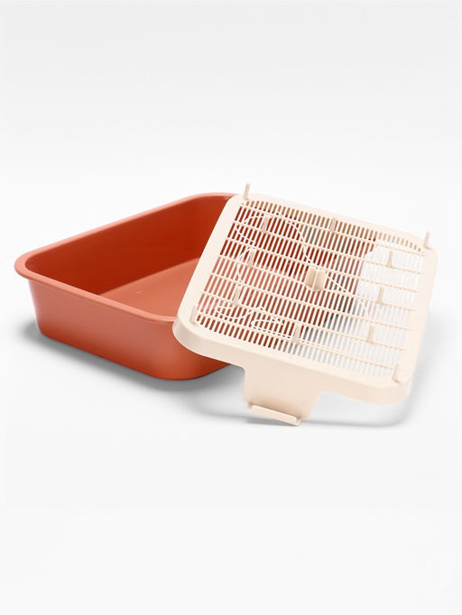 Туалет для кошек «Мур-мяу», 33×25×7 см, с сеткой, пластик, цвет коралловый