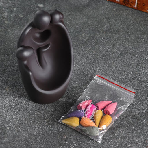 Подставка для благовоний TAKE IT EASY «Семья», набор благовоний конусы, стелющийся дым, 9×7×17 см