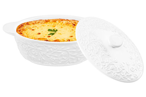 Жюльенница-кокотница 250 мл 16*10*8 см Веточки-цветочки с крышкой