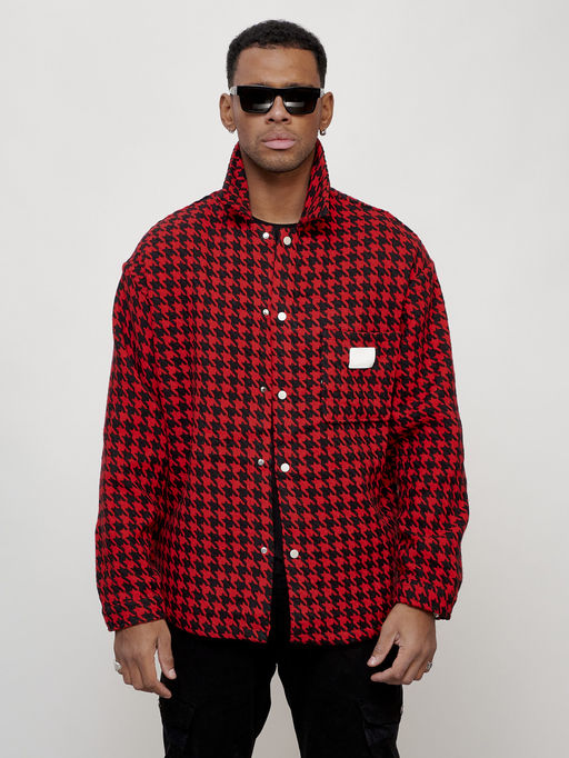 Ветровка рубашка мужская букле красного цвета 58379Kr