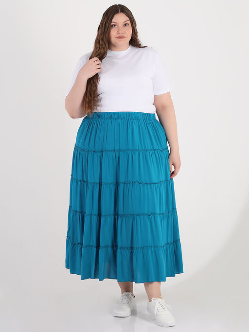 Многоярусная юбка больших размеров - Almond фото 7