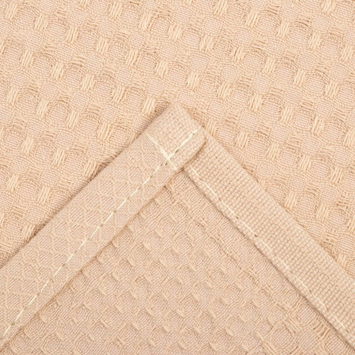 Набор кухонных полотенец Доляна, цвет бежевый, 35х60см-2шт, 100% хл, крупная вафля, 220 гр/м2  фото 4