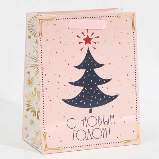 Цена за 2 шт. Пакет подарочный новогодний ламинированный «Салют», MS 18 х 23 х 10 см
