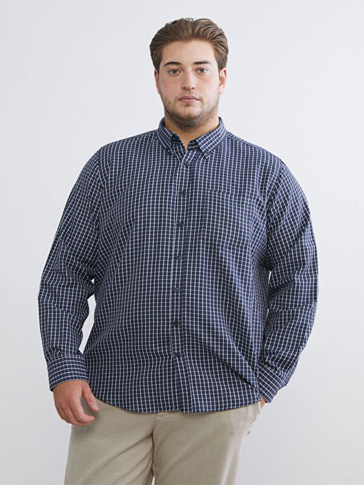 Regular Fit Uzun Kollu Ekose Gabardin Erkek G?mlek