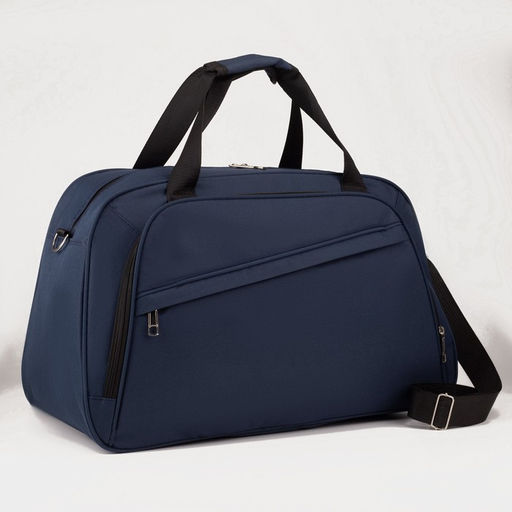 Сумка дорожная на молнии, 2 наружных кармана, держатель для чемодана, длинный ремень, цвет синий - Simaland фото 3