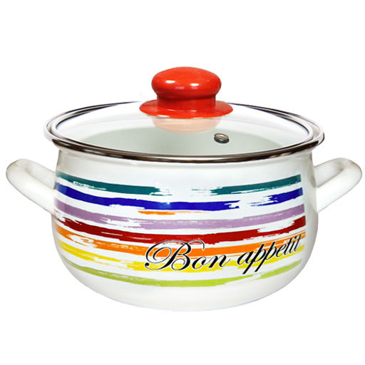 Кастрюля 2,1л Interos Радуга со стеклянной крышкой арт.4455