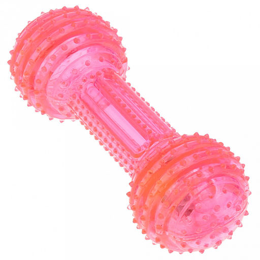 "Пэт тойс (Pet toys)" Игрушка для собаки "Гантеля" 14х5см h5см, ПВХ, с пищалкой, светящаяся, на картоне, прозрачная, цвета в ассортименте: синий, розовый, зеленый, желтый (Китай)