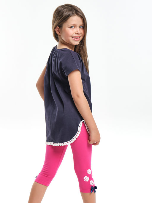 Комплект для девочки детский сад с лосинами UD 1358/4003 т.синий/малиновый - Mini maxi фото 2