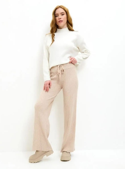 K13198 Брюки палаццо (вязаный трикотаж) БЕЖЕВЫЙ