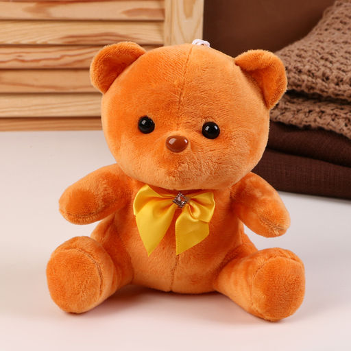 Мягкая игрушка «Мишка», с бантиком, 20 см, с присоской, коричневый