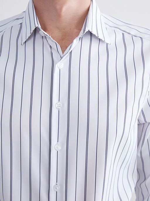 Slim Fit Uzun Kollu ?izgili Erkek G?mlek