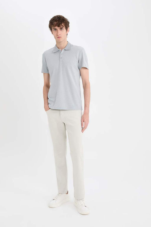 Slim Fit Dar Kesim Basic Duz K?sa Kollu Polo Tisort - Defacto фото 3